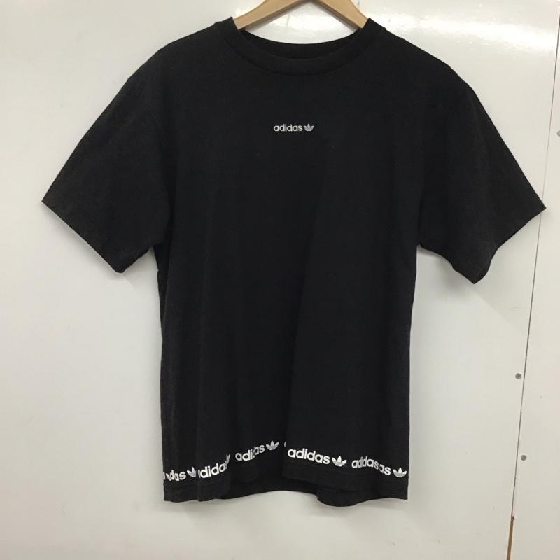 アディダス adidas Tシャツ 半袖 半袖カットソー プリントTシャツ クルーネックカットソー ロゴ、文字 黒 / ブラック /  メンズ USED 古着 中古 10133716