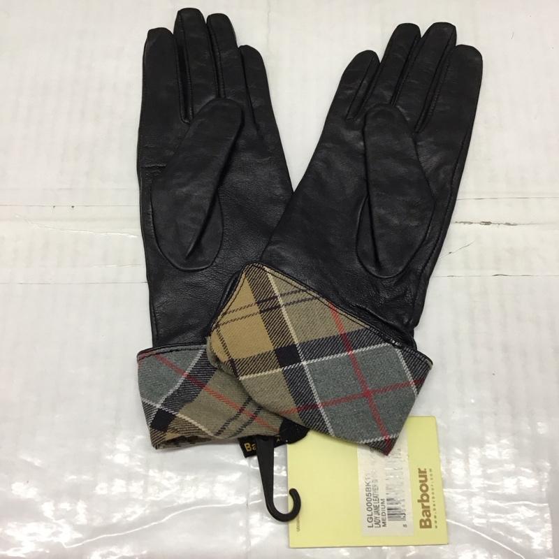 バーブァー Barbour ファッション小物 手袋 LGL0005BK11 レザーグローブ 革手袋 タグ付き チェック 黒 / ブラック /  レディース USED 古着 中古 10118208