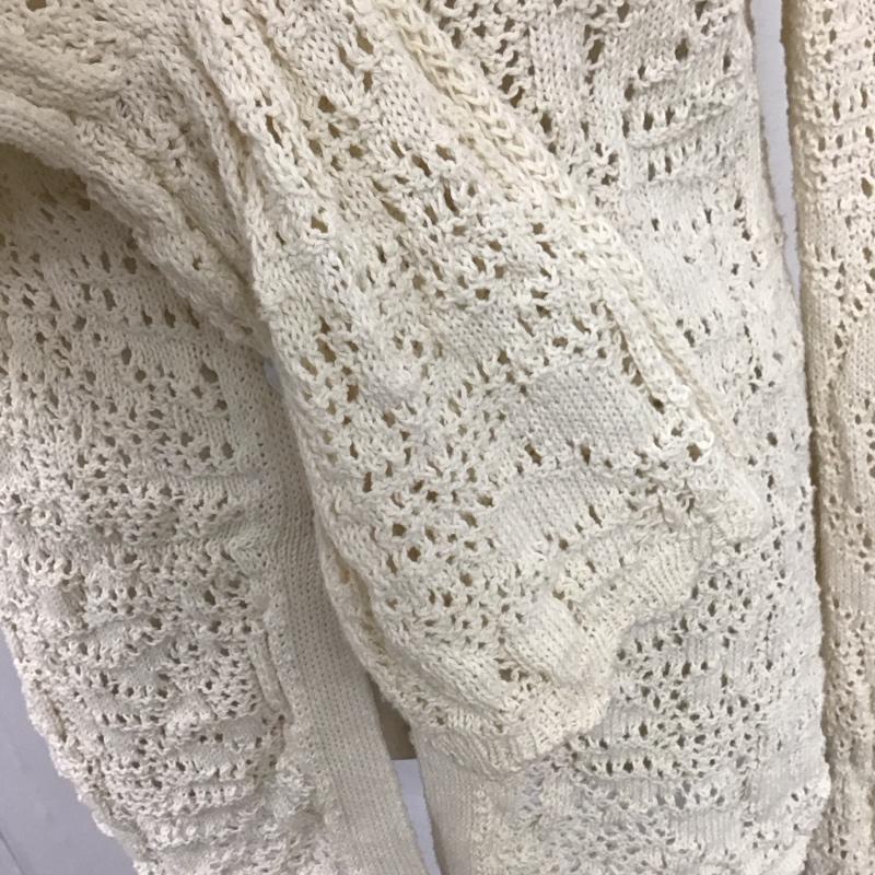 ザラ ZARA カーディガン 長袖 透かし編み M 無地 アイボリー / アイボリー /  レディース USED 古着 中古 10113464