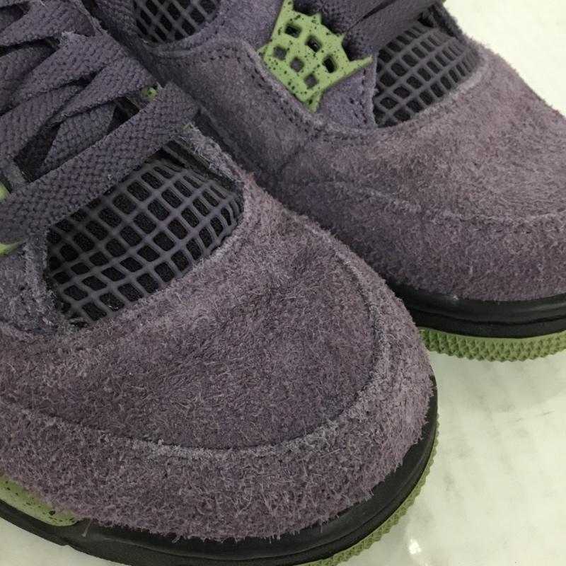 ナイキ NIKE スニーカー スニーカー AQ9129-500 WMNS AIR JORDAN 4 RETRO 23.5cm 23.5cm ワンポイント 紫 / パープル / X 黒 / ブラック / X カーキ / カーキ /  レディース USED 古着 中古 10109899