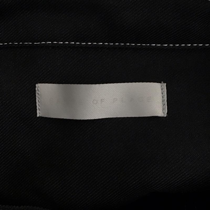 センスオブプレイス SENSEOFPLACE シャツ、ブラウス 長袖 aa04-13a001 バンドカラーステッチアウトシャツ 長袖シャツ ノーカラーシャツ L 無地 黒 / ブラック /  メンズ USED 古着 中古 10114498