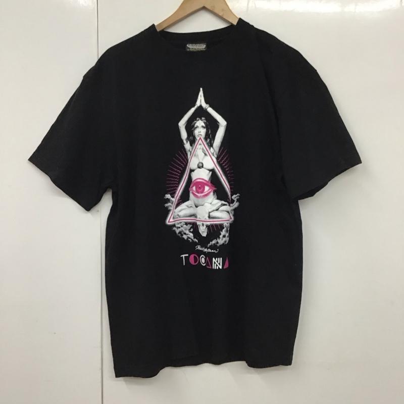 エロスティカ EROSTiKA Tシャツ 半袖 半袖カットソー プリントTシャツ クルーネックカットソー XL プリント 黒 / ブラック /  メンズ USED 古着 中古 10130117