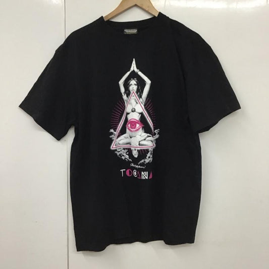 エロスティカ EROSTiKA Tシャツ 半袖 半袖カットソー プリントTシャツ クルーネックカットソー XL プリント 黒 / ブラック /  メンズ USED 古着 中古 10130117