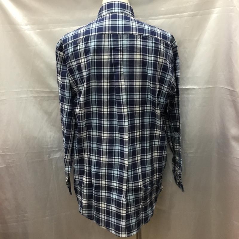 ブルックスブラザーズ BROOKS BROTHERS シャツ、ブラウス 長袖 ボタンダウン 胸ポケット M チェック 紺 / ネイビー / X 白 / ホワイト / X 青 / ブルー /  メンズ USED 古着 中古 10111597