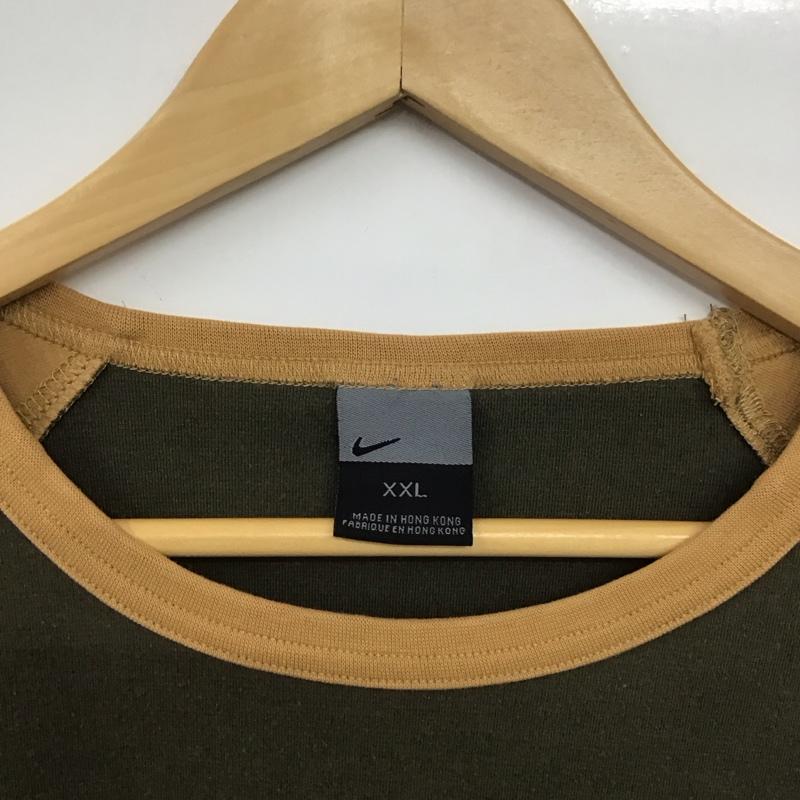 ナイキ NIKE カットソー 長袖 長袖カットソー プリントカットソー クルーネック ラグラン XXL ロゴ、文字 ベージュ / ベージュ / X カーキ / カーキ /  メンズ USED 古着 中古 10148493