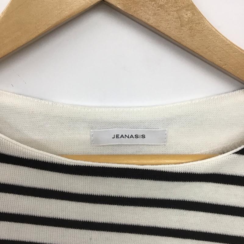ジーナシス JEANASIS カットソー 半袖 FREE ボーダー柄 白 / ホワイト / X 黒 / ブラック /  レディース USED 古着 中古 10148419
