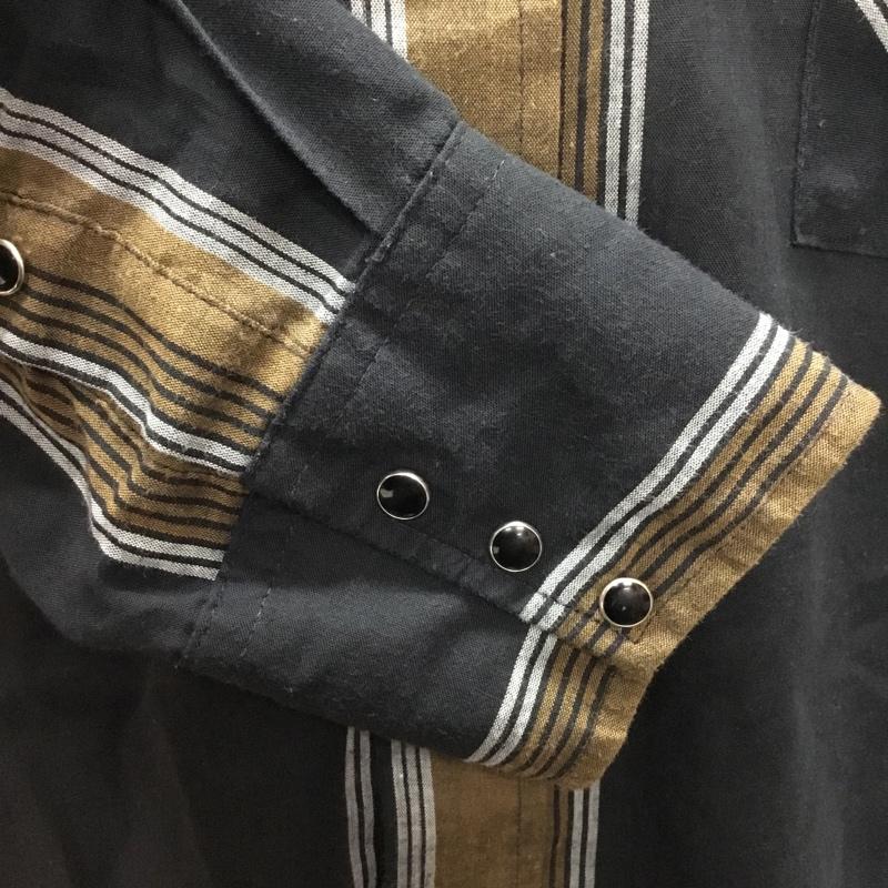 古着 USED シャツ、ブラウス 長袖 長袖シャツ カジュアルシャツ ストライプシャツ ストライプ 黒 / ブラック / X 茶 / ブラウン /  メンズ USED 古着 中古 10111003