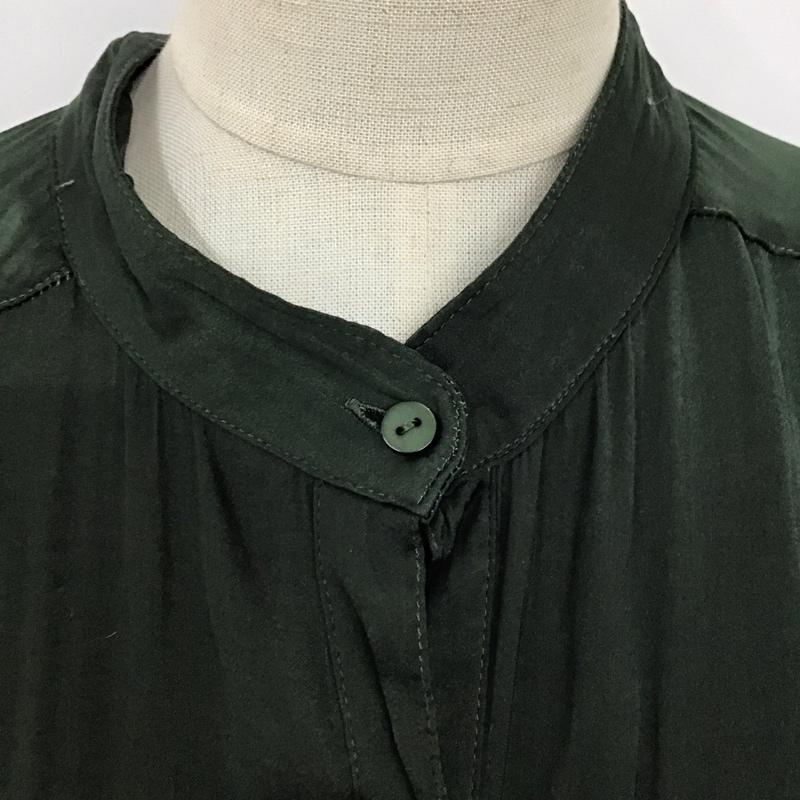 アズールバイマウジー AZUL BY MOUSSY ワンピース ロングスカート 250DAA30-253G BAND COLLAR SHINY LONG SHIRTS M 無地 カーキ / カーキ /  レディース USED 古着 中古 10122466