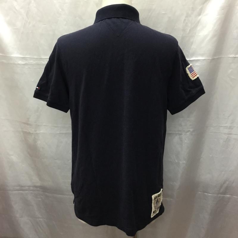 トミーヒルフィガー TOMMY HILFIGER ポロシャツ 半袖 L 無地 紺 / ネイビー /  メンズ USED 古着 中古 10112772