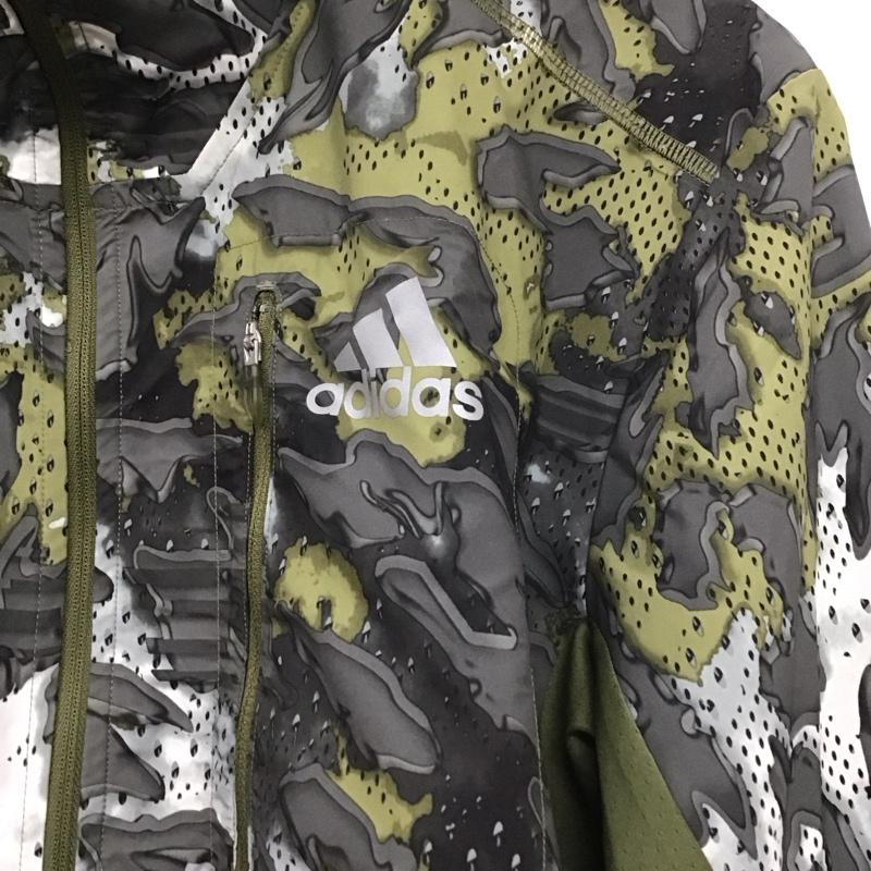 アディダス adidas ジャケット、上着 ジャンパー、ブルゾン ジップアップジャケット ナイロンジャケット アウター M プリント カーキ / カーキ /  メンズ USED 古着 中古 10145680