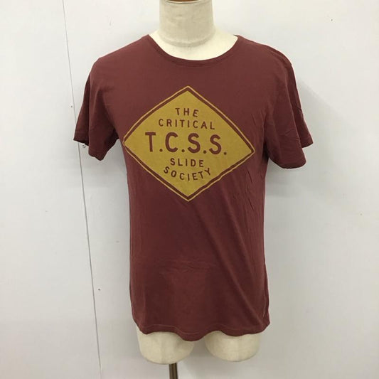 ティーシーエスエス TCSS Tシャツ 半袖 半袖カットソー プリントTシャツ クルーネックカットソー L プリント えんじ / ワインレッド /  メンズ USED 古着 中古 10114695