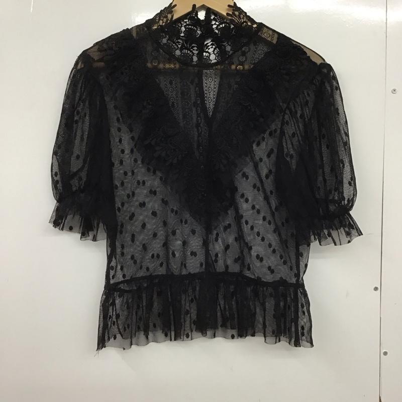 ザラ ZARA カットソー 半袖 半袖カットソー フリルシャツ 総柄 黒 / ブラック /  レディース USED 古着 中古 10149079