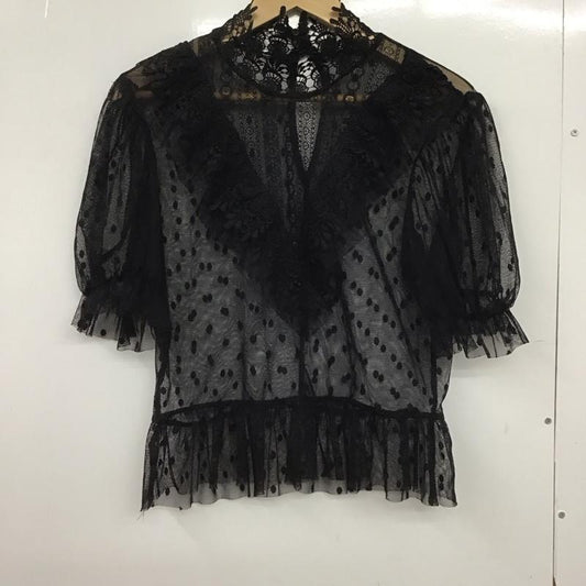 ザラ ZARA カットソー 半袖 半袖カットソー フリルシャツ 総柄 黒 / ブラック /  レディース USED 古着 中古 10149079
