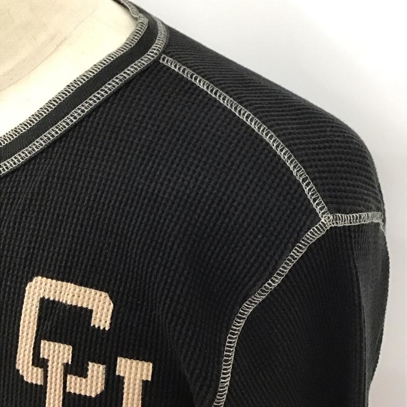 チャンピオン Champion カットソー 長袖 長袖カットソー ヘンリーネックカットソー ロングスリーブカットソー プリントTシャツ M ロゴ、文字 黒 / ブラック /  メンズ USED 古着 中古 10119008