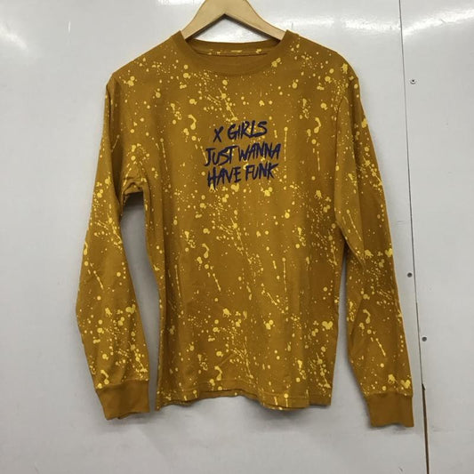 エックスガール X-girl カットソー 長袖 長袖カットソー プリントカットソー クルーネック 2 プリント マスタード / マスタード /  レディース USED 古着 中古 10145397