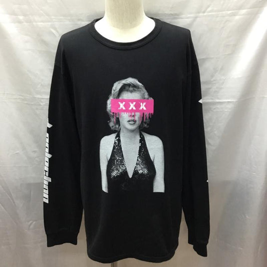 ゴッドセレクショントリプルエックス GOD SELECTION XXX カットソー 長袖 長袖カットソー クルーネックカットソー ロングスリーブカットソー プリントTシャツ L プリント 黒 / ブラック /  メンズ USED 古着 中古 10118639