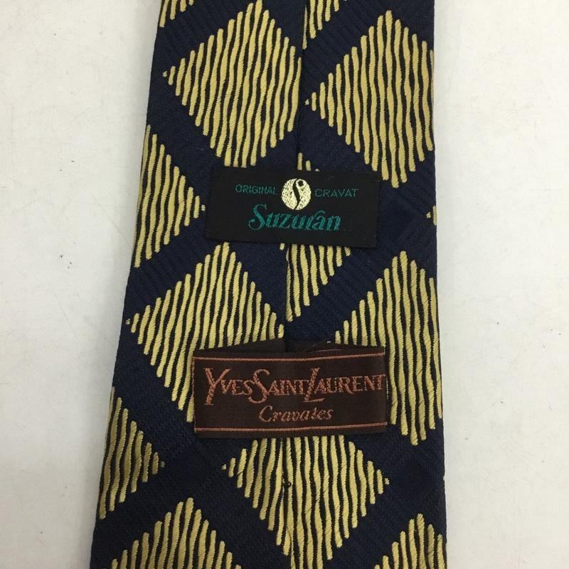 イヴサンローラン Yves Saint Laurent ネクタイ ネクタイ 総柄 紺 / ネイビー / X 金 / ゴールド /  メンズ USED 古着 中古 10150226