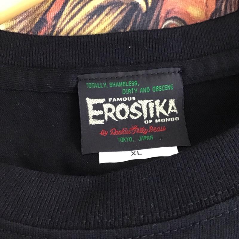 エロスティカ EROSTiKA Tシャツ 半袖 Devils Cat Fight バックプリント XL ロゴ、文字 黒 / ブラック /  メンズ USED 古着 中古 10123388