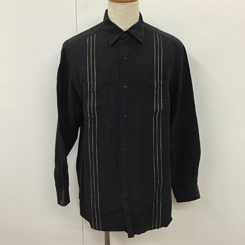 古着 USED シャツ、ブラウス 長袖 長袖シャツ カラーシャツ ポケットシャツ 長袖カットソー L プリント 黒 / ブラック /  メンズ USED 古着 中古 10119017