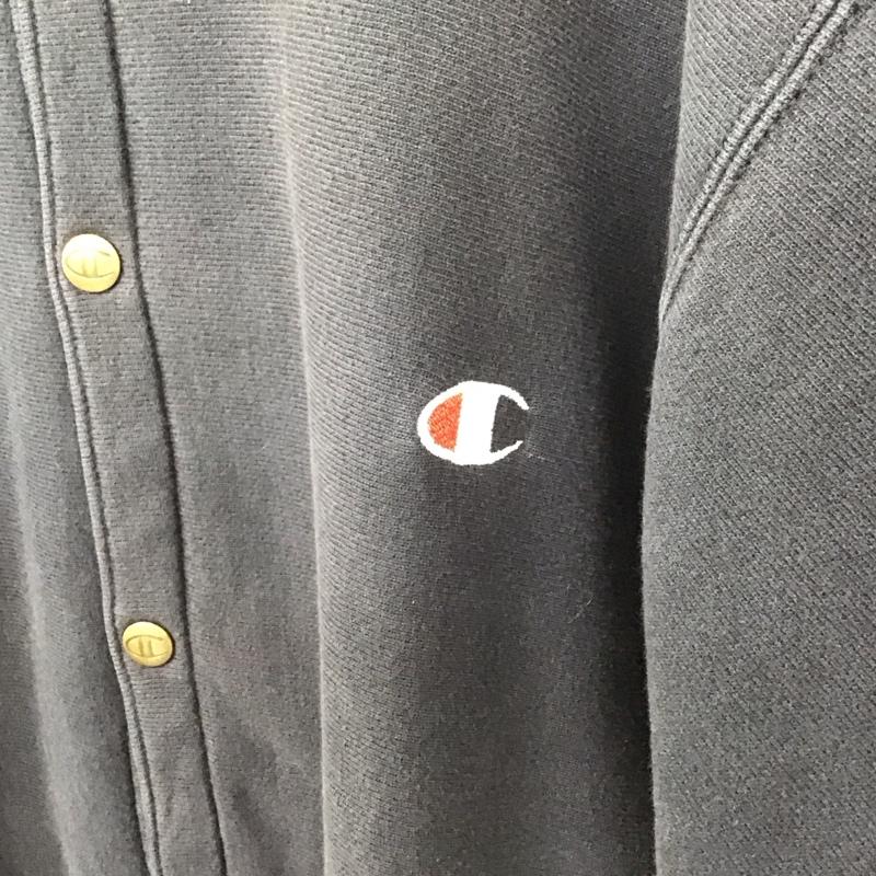 チャンピオン Champion ジャケット、上着 ジャケット、ブレザー スウェットジャケット ノーカラー 前ボタン 90s usa製 スナップボタン M ロゴ、文字 紺 / ネイビー /  メンズ USED 古着 中古 10131280