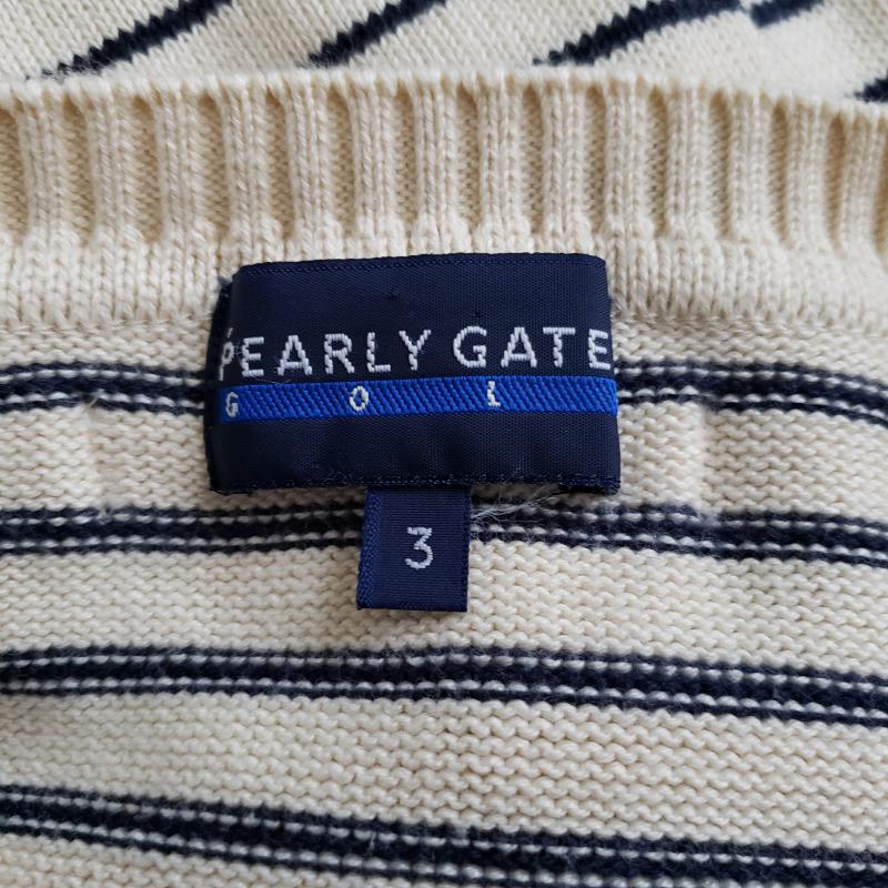 パーリーゲイツ PEARLY GATES ニット、セーター 長袖 3 ボーダー柄 X キャラクター ベージュ / ベージュ / X 黒 / ブラック / X 赤 / レッド /  メンズ USED 古着 中古 10009224