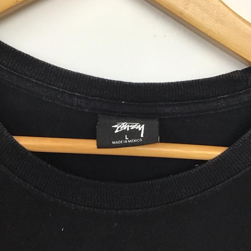 ステューシー STUSSY Tシャツ 半袖 半袖カットソー プリントTシャツ クルーネックカットソー L ロゴ、文字 黒 / ブラック /  メンズ USED 古着 中古 10132553