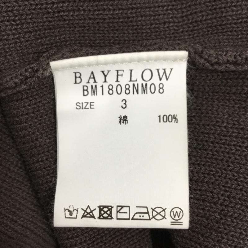 ベイフロー BAYFLOW カーディガン 長袖 長袖カーディガン 長袖カットソー ノーカラージャケット 前開カーディガン 3 無地 茶 / ブラウン /  メンズ USED 古着 中古 10118059