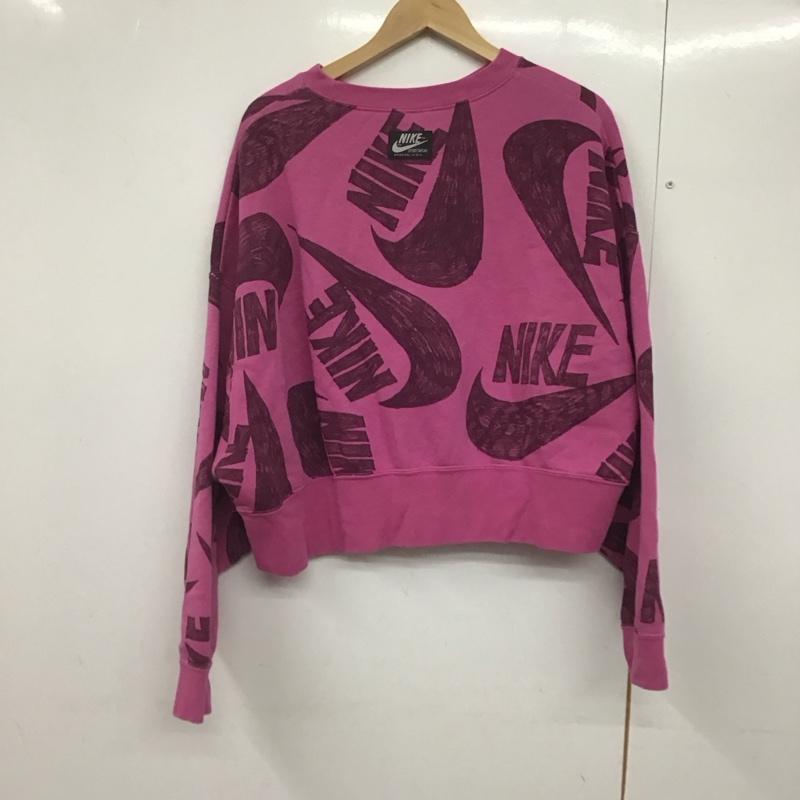ナイキ NIKE トレーナー 長袖 cj2053-691 総柄スウェット 長袖トレーナー M ロゴ、文字 桃 / ピンク /  レディース USED 古着 中古 10142651