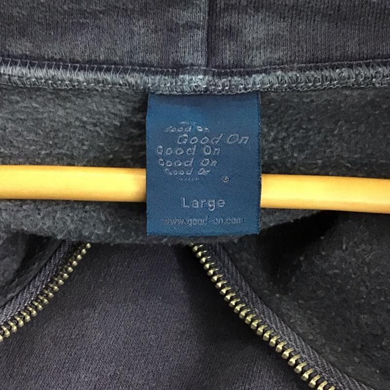 グッドオン Good On パーカー 長袖 ハーフジップ 裏起毛 L 無地 紺 / ネイビー /  メンズ USED 古着 中古 10143999