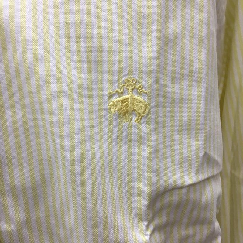 ブルックスブラザーズ BROOKS BROTHERS シャツ、ブラウス 長袖 ボタンダウン ストライプ M ワンポイント 白 / ホワイト / X 黄 / イエロー /  メンズ USED 古着 中古 10111380