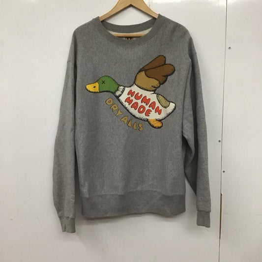 ヒューマンメード HUMAN MADE トレーナー 長袖 KAWS スウェット 裏起毛 プリント XL ロゴ、文字 灰 / グレー /  メンズ USED 古着 中古 10133567