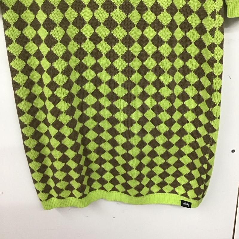 ステューシー STUSSY ワンピース ロングスカート 長袖ニットワンピース ロングスカート クルーネック M 総柄 緑 / グリーン /  レディース USED 古着 中古 10143710