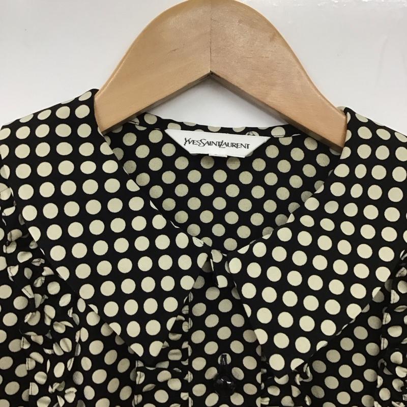イヴサンローラン Yves Saint Laurent シャツ、ブラウス 長袖 34 ドット 白 / ホワイト / X 黒 / ブラック /  レディース USED 古着 中古 10131122
