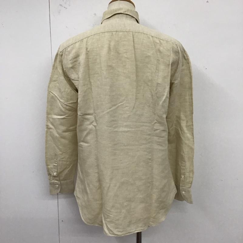 ジイングレーゼ G.INGLESE シャツ、ブラウス 長袖 コットンリネン イタリア製 ボタンダウン L 無地 ベージュ / ベージュ /  メンズ USED 古着 中古 10121348