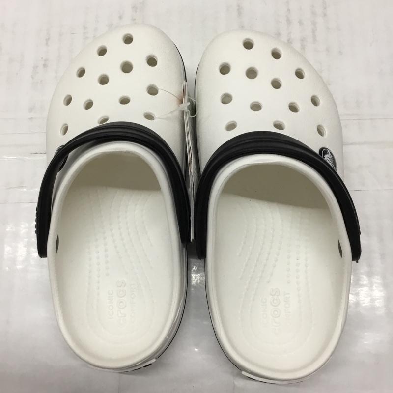 クロックス crocs シューズ シューズ 204537-100 Crocband Clog K 19cm キッズ サンダル 19.0cm ロゴ、文字 白 / ホワイト / X 黒 / ブラック /  ボーイズ USED 古着 中古 10110669