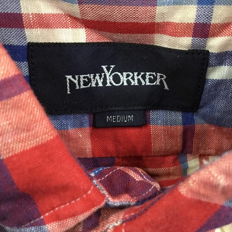 ニューヨーカー NEWYORKER シャツ、ブラウス 半袖 16-77-2736 ボタンダウン コットン リネン 綿麻 M チェック マルチカラー / マルチカラー /  メンズ USED 古着 中古 10117801