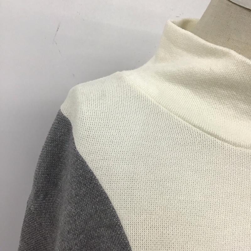 ザラ ZARA ワンピース ひざ丈スカート 0264 075 096 スタンドネック M 無地 アイボリー / アイボリー / X 灰 / グレー /  レディース USED 古着 中古 10119623