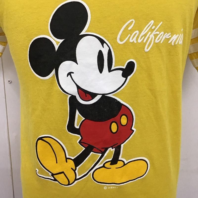 ベルバシーン Velva Sheen Tシャツ 半袖 90年代 Vネック ミッキーマウス ディズニー M キャラクター 黄 / イエロー /  メンズ USED 古着 中古 10110822