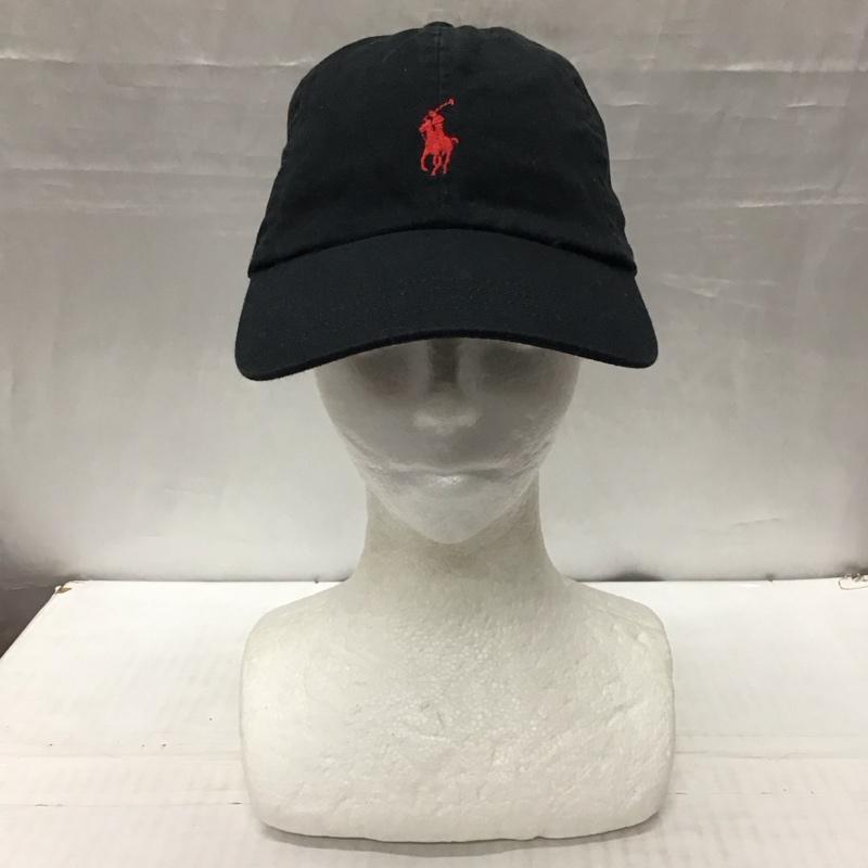 ポロラルフローレン POLO RALPH LAUREN 帽子 キャップ コットン ロゴ ワンポイント 黒 / ブラック / X 赤 / レッド /  メンズ USED 古着 中古 10116461
