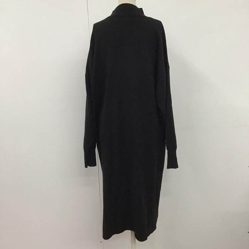 アズールバイマウジー AZUL BY MOUSSY ワンピース ひざ丈スカート 250ESS73-145I スリットニット ニットワンピース モックネック ミドル丈 M 無地 黒 / ブラック /  レディース USED 古着 中古 10122876