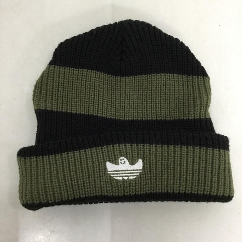 アディダスオリジナルス adidas originals 帽子 ニット帽 JD5167 シュムーフォイル ビーニー マーク・ゴンザレス ワンポイント 黒 / ブラック / X カーキ / カーキ /  メンズ USED 古着 中古 10143662