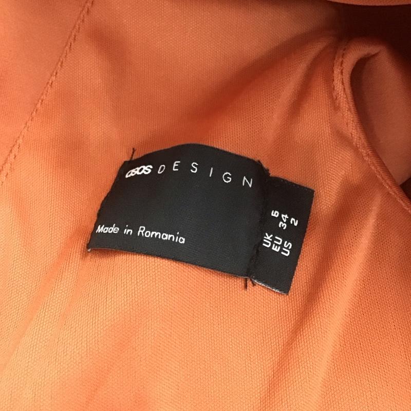 エイソス asos ワンピース ロングスカート ドレス ノースリーブ ベルト UK6 無地 橙 / オレンジ /  レディース USED 古着 中古 10112965