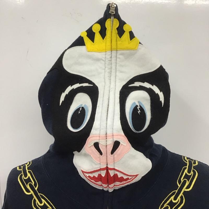 アベイシングエイプ A BATHING APE パーカー 長袖 ジップアップパーカー 長袖パーカー フード付きパーカー 長袖スウェット XL ロゴ、文字 紺 / ネイビー /  メンズ USED 古着 中古 10107416