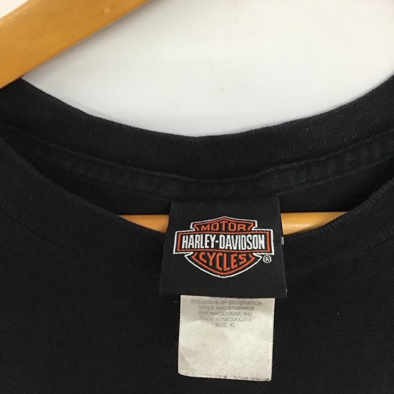ハーレーダビッドソン Harley-Davidson Tシャツ 半袖 半袖カットソー プリントTシャツ クルーネックカットソー 古着 XL ロゴ、文字 黒 / ブラック /  メンズ USED 古着 中古 10140966
