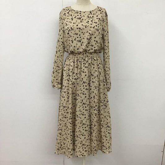 ナチュラルビューティーベーシック NATURAL BEAUTY BASIC ワンピース ロングスカート 017-9240906 長袖ロングワンピース クルーネックカットソー 総柄 S 総柄 茶 / ブラウン /  レディース USED 古着 中古 10116973