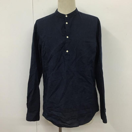 ザラ ZARA シャツ、ブラウス 長袖 長袖シャツ ノーカラーシャツ カジュアルシャツ M 無地 紺 / ネイビー /  メンズ USED 古着 中古 10110400