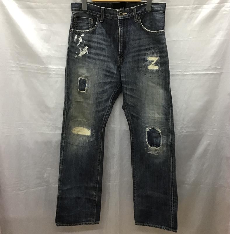 グラム glamb パンツ デニム、ジーンズ デニムパンツ ストレートパンツ カジュアルパンツ 1 ダメージ加工 インディゴ / インディゴ /  メンズ USED 古着 中古 10118424