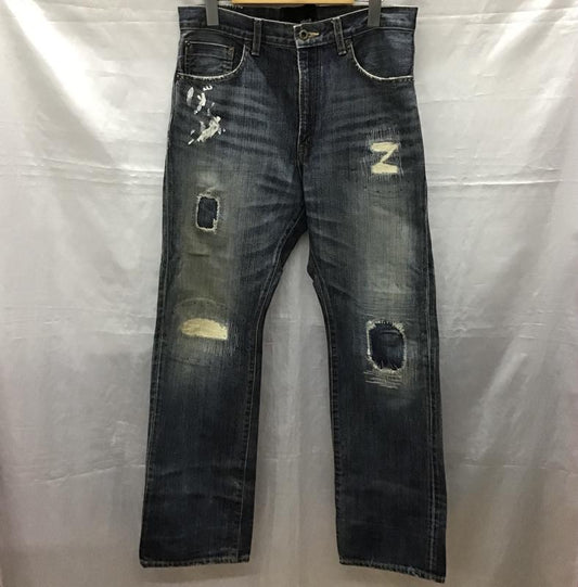 グラム glamb パンツ デニム、ジーンズ デニムパンツ ストレートパンツ カジュアルパンツ 1 ダメージ加工 インディゴ / インディゴ /  メンズ USED 古着 中古 10118424