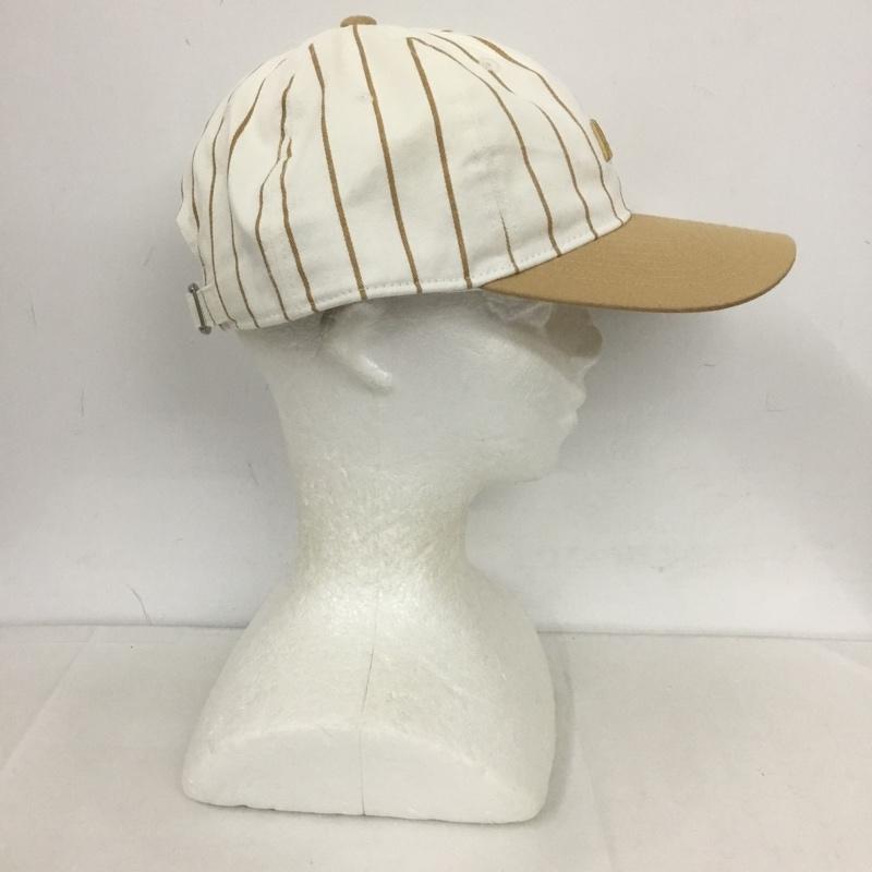 キス KITH 帽子 キャップ CLASSIC SCRIPT PINSTRIPE CAP ストライプ ロゴ、文字 白 / ホワイト / X ベージュ / ベージュ /  メンズ USED 古着 中古 10124402