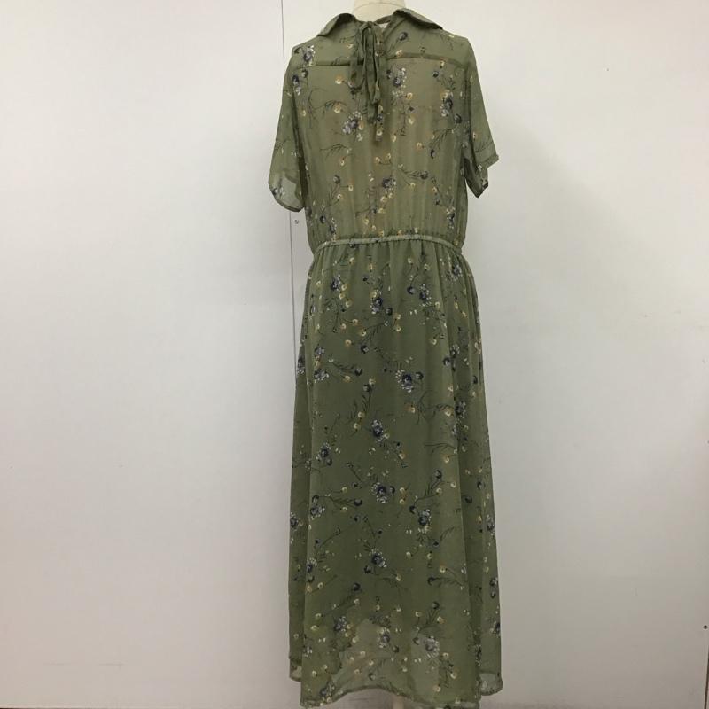 アクシーズファム axes femme ワンピース ロングスカート MK351X53 開襟シャツワンピース 半袖 M 花柄 カーキ / カーキ /  レディース USED 古着 中古 10112360